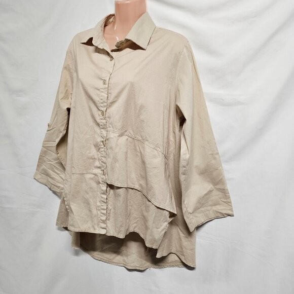 Acqua & Limone Lagenlook Layered Asymmetric Top Tunic Blouse Shirt One Size - Picture 6 of 11